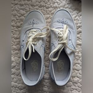 Vans Cream and Blue Floral Sneakers